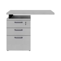 Gaveteiro De Escritório Com Tampo Auxiliar 90cm Com Chave 3 Gavetas Multimóveis Cr25301 Cinza Preto - 6