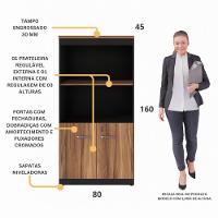 Armário De Escritório 80cm 2 Portas Com Chave Multimóveis Cr25298 Sevilha Preto - 3