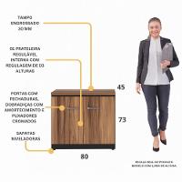 Balcão De Escritório 80cm 2 Portas Com Chave Multimóveis Cr25296 Sevilha Preto - 3