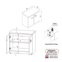 Balcão De Escritório 80cm 2 Portas Com Chave Multimóveis Cr25296 Sevilha Preto