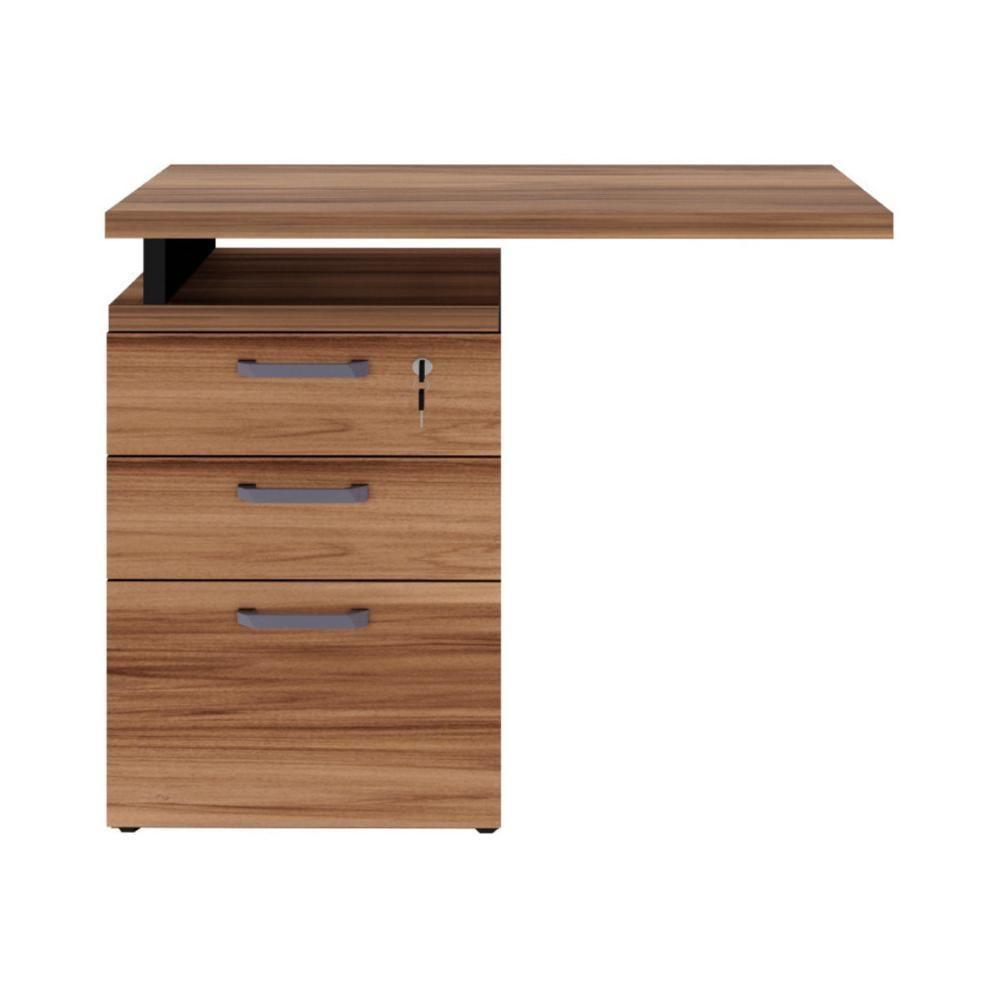 Gaveteiro De Escritório Com Tampo Auxiliar 90cm Com Chave 3 Gavetas Multimóveis Cr25301 Sevilha Preto - 6