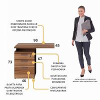 Gaveteiro De Escritório Com Tampo Auxiliar 90cm Com Chave 3 Gavetas Multimóveis Cr25301 Sevilha Preto - 3