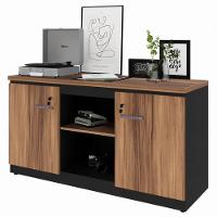 Balcão De Escritório 135cm 2 Portas Com Chave Multimóveis Cr25297 Sevilha Preto