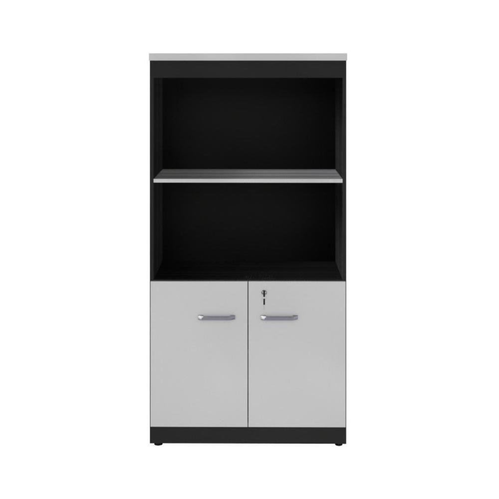 Armário De Escritório 80cm 2 Portas Com Chave Multimóveis Cr25298 Cinza Preto - 6