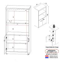 Armário De Escritório 80cm 2 Portas Com Chave Multimóveis Cr25298 Cinza Preto