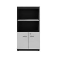 Armário De Escritório 80cm 2 Portas Com Chave Multimóveis Cr25298 Cinza Preto - 6