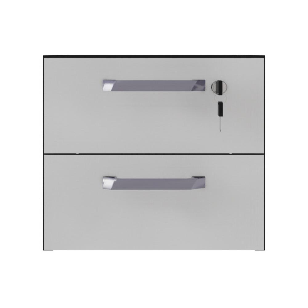 Gaveteiro Para Mesa De Escritório 33cm Com Chave 2 Gavetas Multimóveis Cr25304 Cinza Preto - 4
