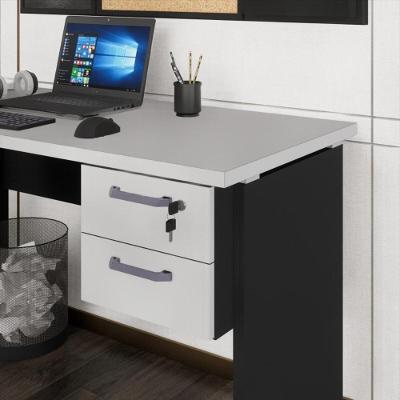 Gaveteiro Para Mesa De Escritório 33cm Com Chave 2 Gavetas Multimóveis Cr25304 Cinza Preto