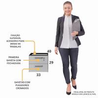 Gaveteiro Para Mesa De Escritório 33cm Com Chave 2 Gavetas Multimóveis Cr25304 Cinza Preto - 6