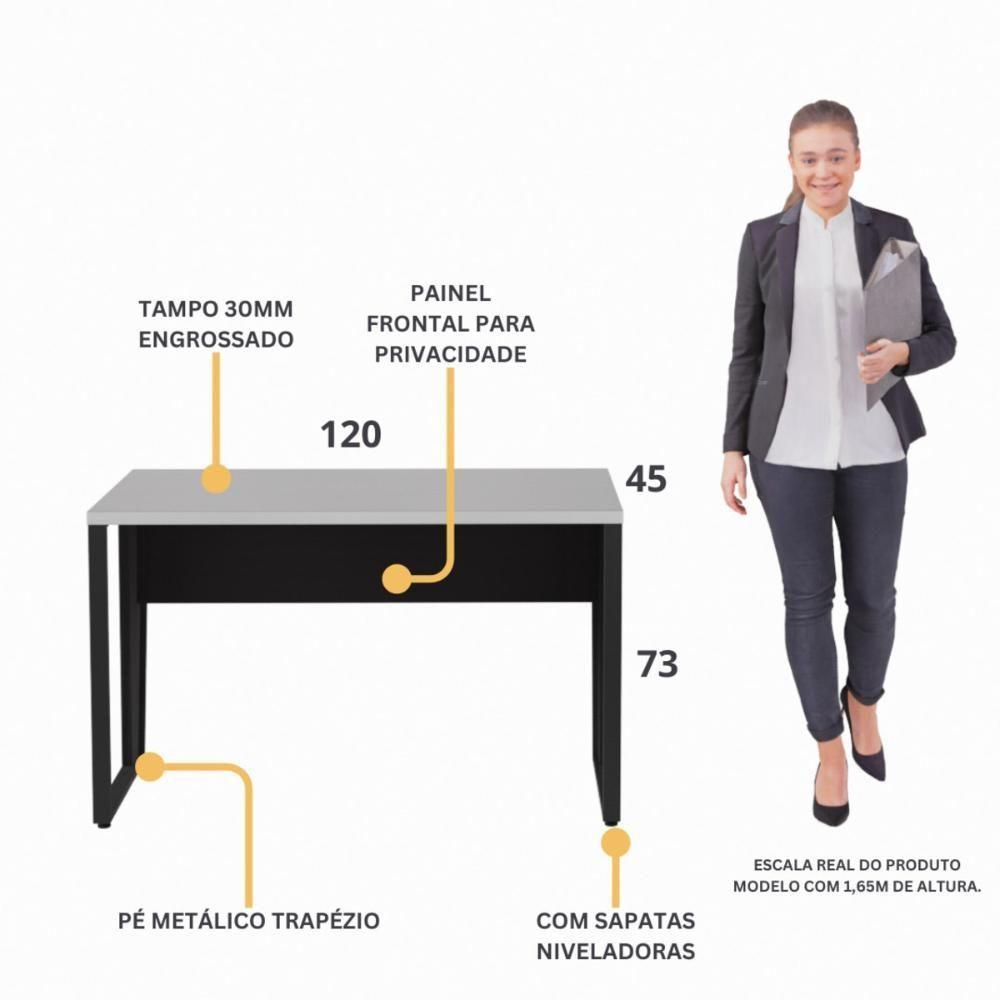Escrivaninha Mesa De Escritório 120cm Multimóveis Cr25327 Cinza Preto - 3