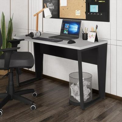 Escrivaninha Retangular CR25327 Moderno MDF 120cm Cinza Preto para Home Office