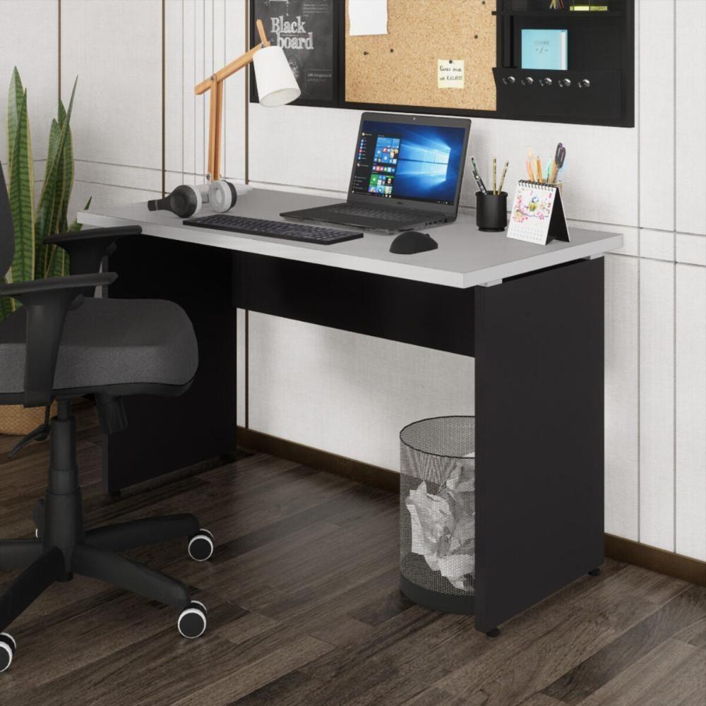 Escrivaninha Mesa De Escritório 120cm Multimóveis Cr25312 Cinza Preto - 1