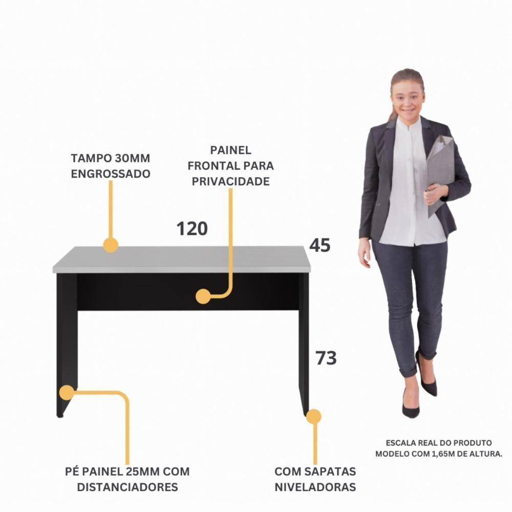 Escrivaninha Mesa De Escritório 120cm Multimóveis Cr25312 Cinza Preto - 3
