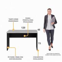 Escrivaninha Mesa De Escritório 120cm Multimóveis Cr25312 Cinza Preto - 3