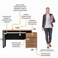 Escrivaninha Extensível 120cm 4 Gavetas Flex Multimóveis Cr25323 Sevilha Preto - 3