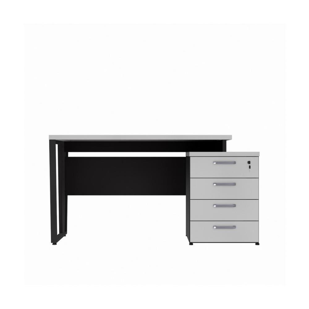 Escrivaninha Extensível 120cm 4 Gavetas Flex Multimóveis Cr25323 Cinza Preto - 5