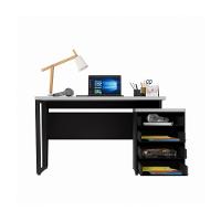 Escrivaninha Extensível 120cm 4 Gavetas Flex Multimóveis Cr25323 Cinza Preto