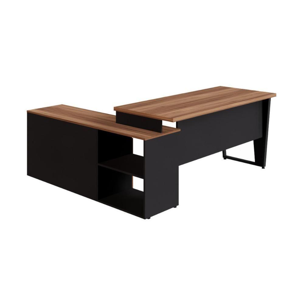 Escrivaninha Com Balcão Lateral 170cm 1 Porta 2 Gavetas Flex Multimóveis Cr25307 Sevilha Preto - 6