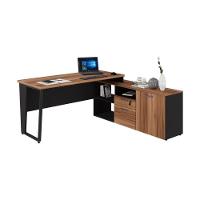 Escrivaninha Com Balcão Lateral 170cm 1 Porta 2 Gavetas Flex Multimóveis Cr25307 Sevilha Preto - 2