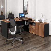 Escrivaninha Com Balcão Lateral 170cm 1 Porta 2 Gavetas Flex Multimóveis Cr25308 Sevilha Preto - 1