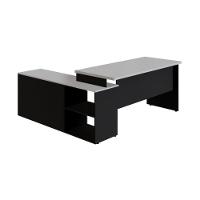 Escrivaninha Com Balcão Lateral 170cm 1 Porta 2 Gavetas Flex Multimóveis Cr25308 Cinza Preto - 3