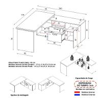 Escrivaninha Com Balcão Lateral 170cm 1 Porta 2 Gavetas Flex Multimóveis Cr25308 Cinza Preto