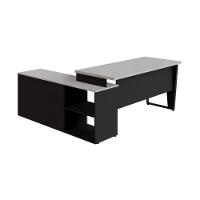 Escrivaninha Com Balcão Lateral 170cm 1 Porta 2 Gavetas Flex Multimóveis Cr25307 Cinza Preto - 2