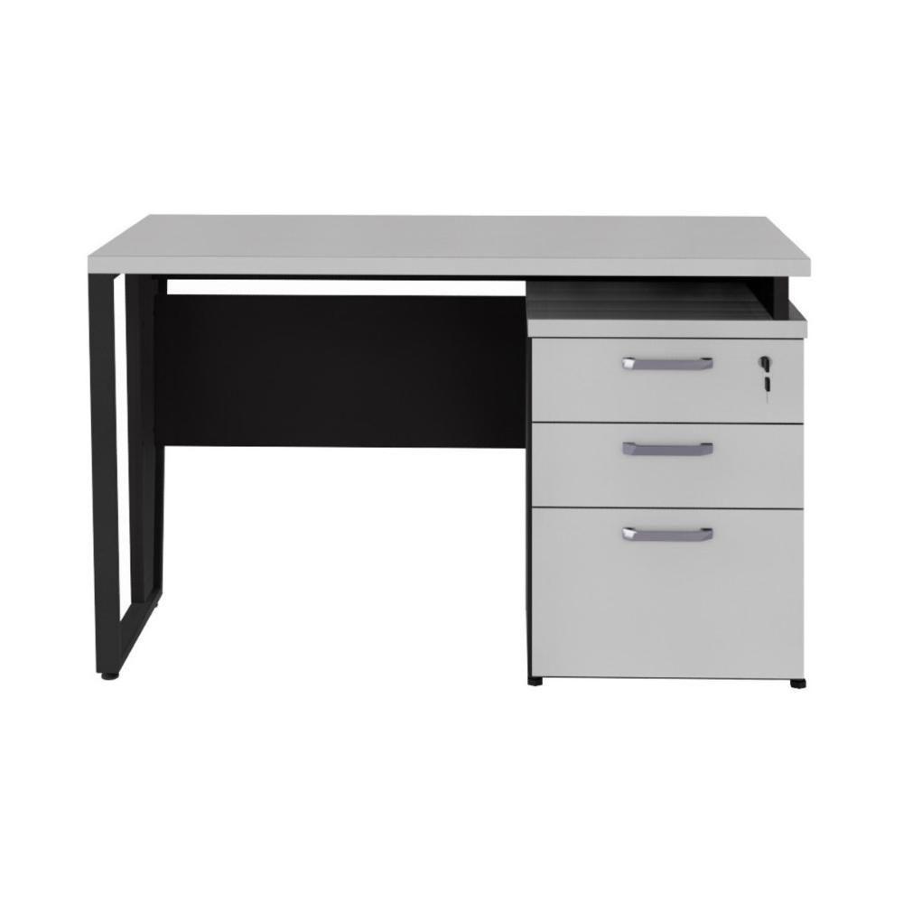 Escrivaninha 120cm Com 3 Gavetas Flex Multimóveis Cr25320 Cinza Preto - 6