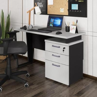 Escrivaninha 120cm Com 3 Gavetas Flex Multimóveis Cr25320 Cinza Preto