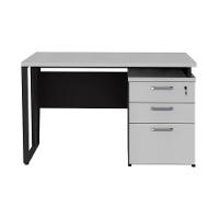 Escrivaninha 120cm Com 3 Gavetas Flex Multimóveis Cr25320 Cinza Preto - 6