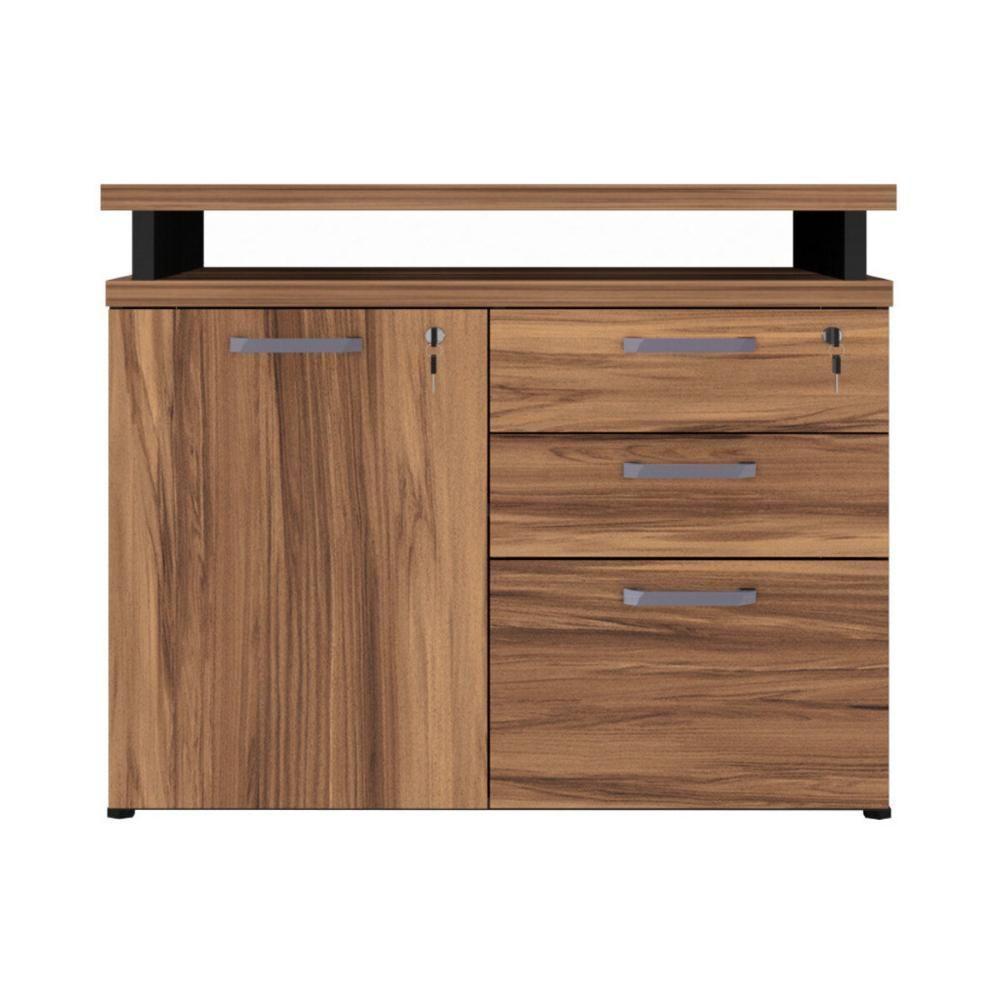 Balcão De Escritório Extensível 90cm 1 Porta Com Chave 3 Gavetas Multimóveis Cr25299 Sevilha Preto - 7