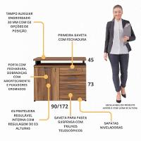 Balcão De Escritório Extensível 90cm 1 Porta Com Chave 3 Gavetas Multimóveis Cr25299 Sevilha Preto - 3