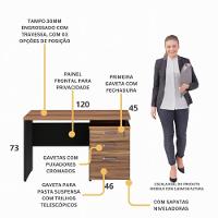 Escrivaninha 120cm Com 3 Gavetas Flex Multimóveis Cr25311 Sevilha Preto - 3