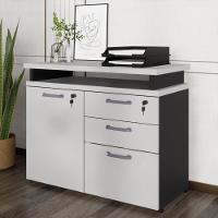 Balcão De Escritório Extensível 90cm 1 Porta Com Chave 3 Gavetas Multimóveis Cr25299 Cinza Preto - 1