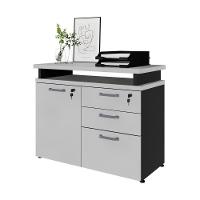 Balcão De Escritório Extensível 90cm 1 Porta Com Chave 3 Gavetas Multimóveis Cr25299 Cinza Preto - 2