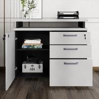 Balcão De Escritório Extensível 90cm 1 Porta Com Chave 3 Gavetas Multimóveis Cr25299 Cinza Preto - 5