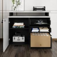 Balcão De Escritório Extensível 90cm 1 Porta Com Chave 3 Gavetas Multimóveis Cr25299 Cinza Preto - 6