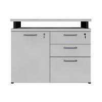 Balcão De Escritório Extensível 90cm 1 Porta Com Chave 3 Gavetas Multimóveis Cr25299 Cinza Preto - 7