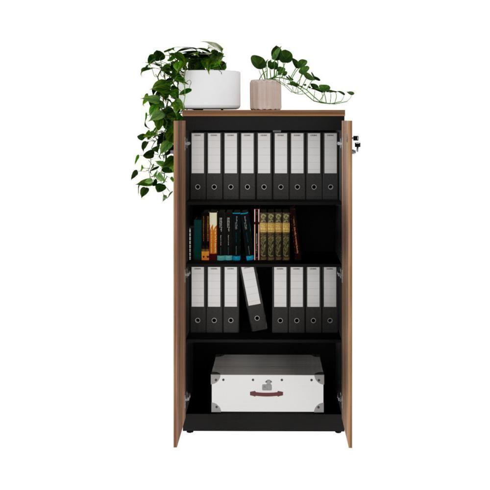 Armário De Escritório 80cm 2 Portas Com Chave Multimóveis Cr25294 Sevilha Preto - 5