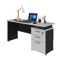 Escrivaninha Mesa Escritório 150cm 3 Gavetas Flex Multimóveis Cr25316 Cinza Preto - 3
