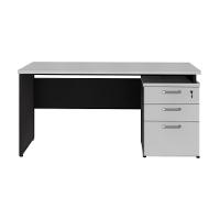 Escrivaninha Mesa Escritório 150cm 3 Gavetas Flex Multimóveis Cr25316 Cinza Preto - 6
