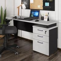 Escrivaninha Mesa Escritório 150cm 3 Gavetas Flex Multimóveis Cr25322 Cinza Preto - 1