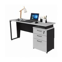 Escrivaninha Mesa Escritório 150cm 3 Gavetas Flex Multimóveis Cr25322 Cinza Preto - 5
