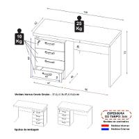 Escrivaninha Mesa Escritório 135cm 4 Gavetas Flex Multimóveis Cr25314 Sevilha Preto