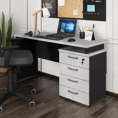 Conjunto de Escritório Retangular CR25314 Moderno 4 Gavetas MDF 135cm Preto e Cinza