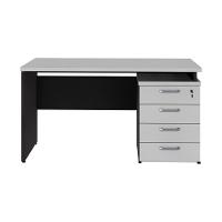 Escrivaninha Mesa Escritório 135cm 4 Gavetas Flex Multimóveis Cr25314 Cinza Preto - 6
