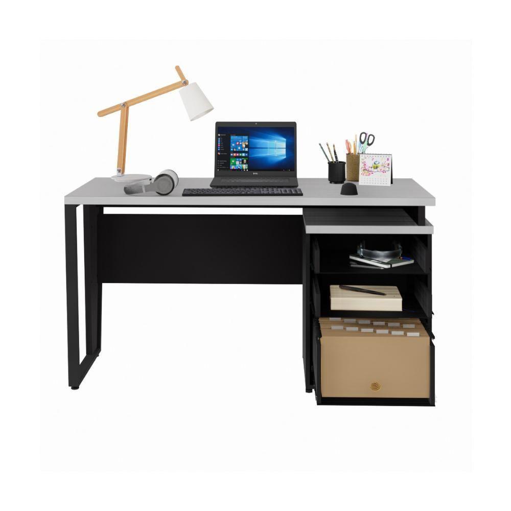 Escrivaninha Mesa Escritório 135cm 3 Gavetas Flex Multimóveis Cr25321 Cinza Preto - 5