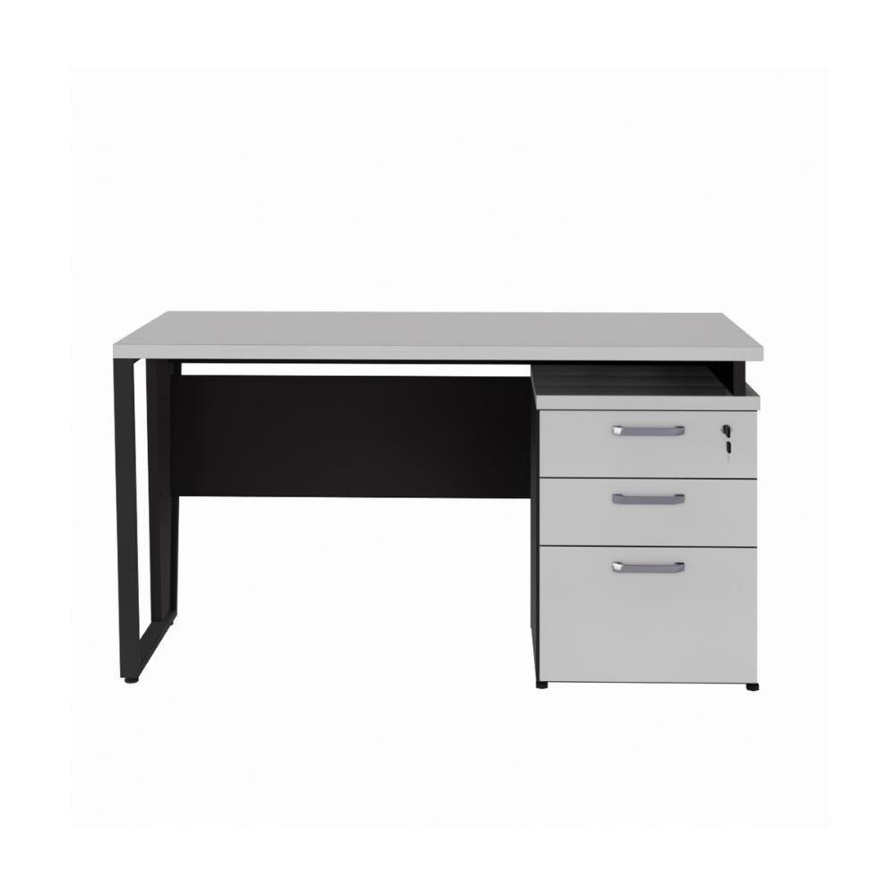 Escrivaninha Mesa Escritório 135cm 3 Gavetas Flex Multimóveis Cr25321 Cinza Preto - 6