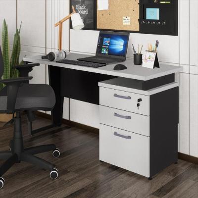 Escrivaninha Mesa Escritório 135cm 3 Gavetas Flex Multimóveis Cr25321 Cinza Preto