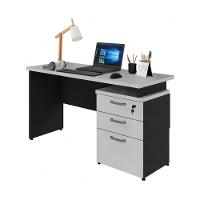 Escrivaninha Mesa Escritório 135cm 3 Gavetas Flex Multimóveis Cr25313 Cinza Preto - 2